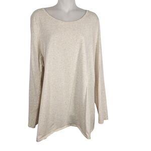 Pure Jill J Jill Womens T Shirt XL Long Sleeve Pima Cotton Stretch Tee Oatmeal
